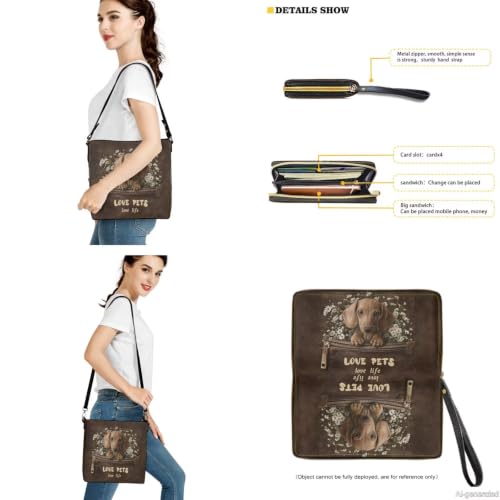 Image of Bucket Crossbody Bag Set for Women Lady, Leather Purse and Wallet Set Large Bucket Bag with Wallet