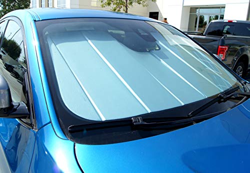 Image of SS-092-L Custom Fit Car Windshield Sun Shade Protector, Sunshade Visor Leatherette Like & Grey Felt Finish 1-pc Set Compatible with 2009-2020 Dodge Journey
