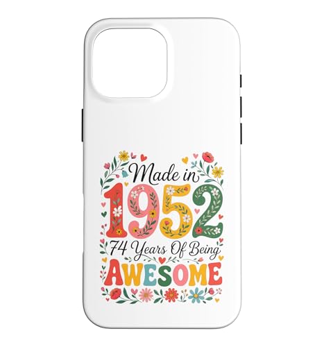 74 Year Old Made in 1952 Retro Floral 74th Birthday Women �X�}�z�P�[�X iPhone 16 Pro Max �p