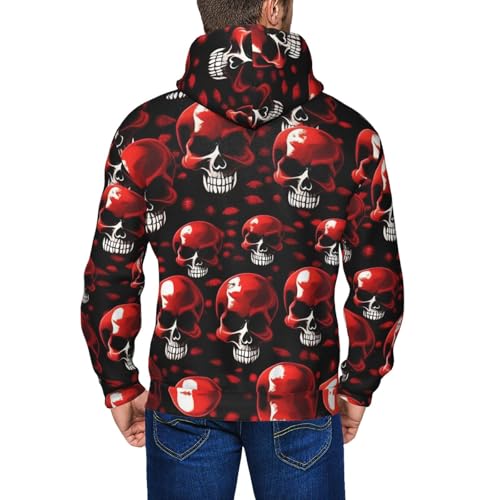 Sweat à capuche squelettes rouges avec fermeture éclair et cordon