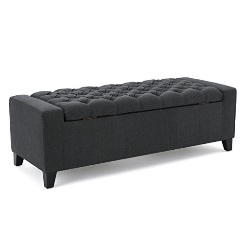 Christopher Knight Home Hikaru Fabric Storage Ottoman, Dark Grey Dimensions: 20.50”D x 51.00”W x 17.00”H