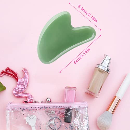 Natürliches Gua Sha Stein Jade 100% Natur-Stein Herzform Kratz-Massage Tool für Gesicht, Augen, Hals zur Hautpflege, Schönheit und Entspannung der Körpermuskulatur (Grün) - Image 7