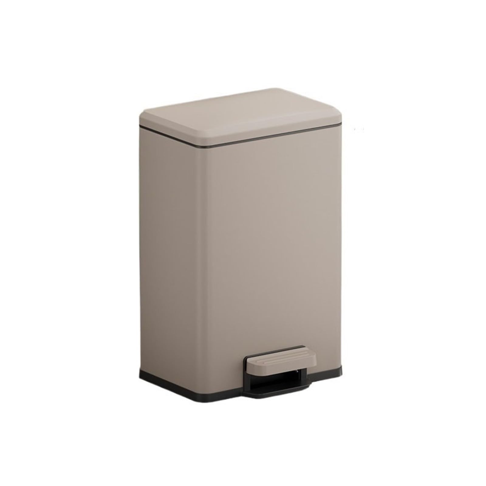 V2t9R4m7 Waste Bin Square Home Office Trash Can With Soft-Close Foot Pedal, Brushed Stainless Steel Trash Can(Gris)