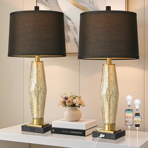 QiMH Glass Table Lamps for Living Room Set of 2,