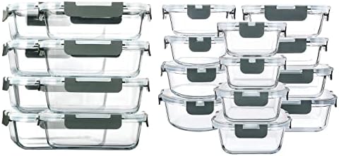 MCIRCO 30oz Glass Meal Prep Containers set of 8 and 24Pcs Glass Food Storage Containers Set