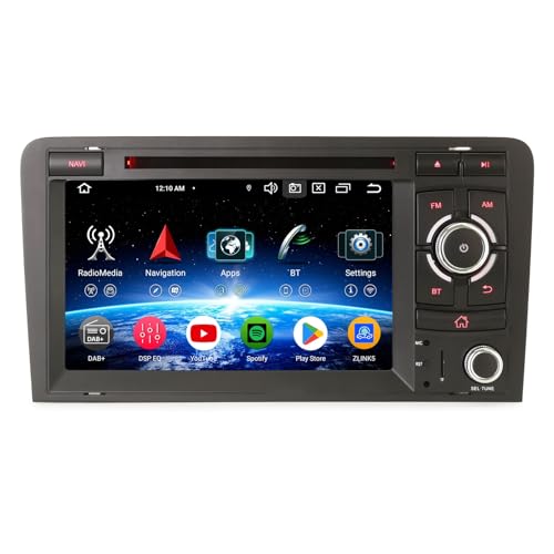 Erisin 7 Pulgadas 8-Core 4GB+64GB Android 14 Radio Coche Bluetooth Navegador GPS Estéreo para Audi A3 S3 RS3 RNSE-PU Soporte CarPlay inalámbrico Android Auto Dab+WiFi DSP USB OBD2 FM Pantalla Táctil