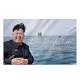 Live Laugh Love Kim Jong Un Flag Vivid Color and UV Fade Resistant with 4 Grommets 3X5 Ft for Dorm...