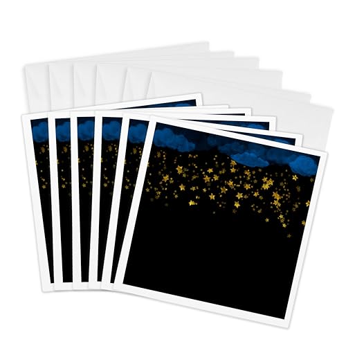 Cartes de vœux étoiles dorées 3dRose Gc_267470_1 pour écrire sans bavure