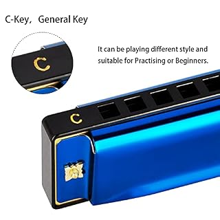 EastRock Harmonica 10 trous, 20 mélodies Blues Harmonica clé de Do orgue pour débutants, adultes, enfants, cadeau avec… – Image 2
