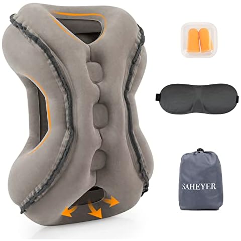 SAHEYER Inflatable Travel Pillow, Multifunction Travel Neck Pillow Cover