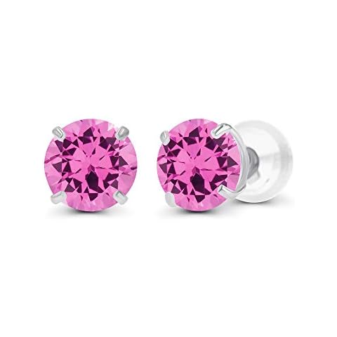 14K Gold Plated 6mm Pink Sapphire Earrings Cover