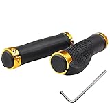 HengDu Bicycle Handlebar, MTB BMX Mountain Bike Handlebar, Urban Bicycles Grips, Aluminum Dual Lock, Scooter Handlebar, Dirt Bike, Touring Bike, E-Bike Handlebar (Black, Yellow Rings)