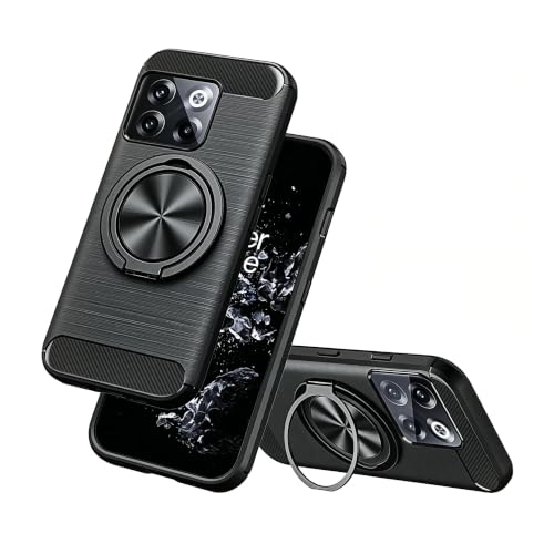Coque OnePlus 10T antichoc en TPU souple noir avec béquille rotative
