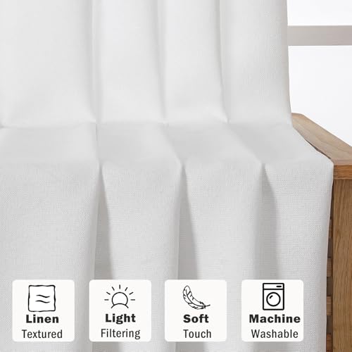 Aiyufeng Curtains 84 inch Length for Bedroom ，Light Filtering Faux Linen Textured Window Curtain for Living Room Farmhouse Kitchen with Rod Pocket，Gentle Breathable Drapes 2 Panels，42Wx84L,2PCS by Aiyufeng - Used condition - Image 3