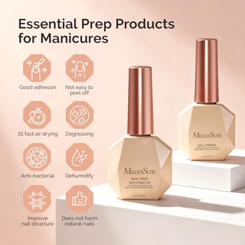 Image of MelodySusie Dehydrator and Primer Acid-Free HEMAFree Nail Prep Set for Acrylic,Gel,DIY Nails,Fast Dry,Superior Bonding,No Lift Formula,Ideal Manicure Gift Set 2Pcs 15ML /0.5oz