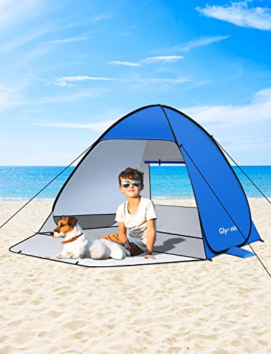 Glymnis Pop Up Beach Tent Instant Portable Sun Shade Shelter (S) 1-2 Persons UPF 50+ with Extendable Floor Zipper Door Automatic Easy Up Tent - Image 9