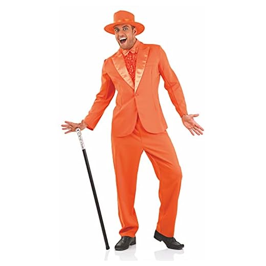 fun shack Orange Tuxedo Costume Men, Orange Suit Costume, Movie Character Costumes For Men, 90s Halloween Costumes For Men, Medium