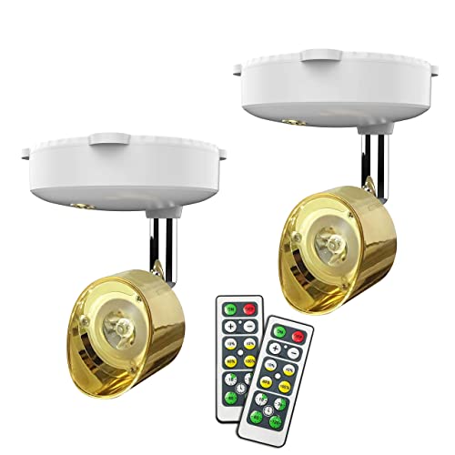 Wireless Spotlight, Battery Operated Accent Lights Art Lights For Paintings Mini Led Picture Light Puck Lights Wall Light, 4000K Warm Light, 80 Lumens (Gold) #TOP10