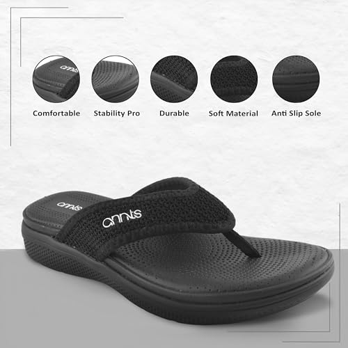 Image of ANNTS Women Black /Black EVA Slipper Sandal | Comfortable| Stylish | Modern Design | Breathable | Slip Resistant | Skin Friendly Material