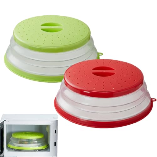 Cohentbliss 2 Stück Mikrowellendeckel Faltbare Mikrowelle Deckel Faltbare Mikrowellen Abdeckung Hoch Mikrowellen Spritzschutz 26.5cm für Obst Gemüse Lebensmittel