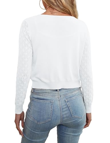 Othyroce Shrug Sweaters for Women Open Front Lightweight Crochet Knit Sweater Cardigans S-XL4