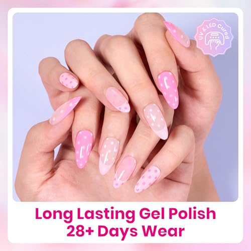 Image of Beetles Pink Gel Nail Polish Set 6 Colors Bright Hot Light Baby Pink | Fall Gel Polish Soak off UV LED Cured Nail Art Design Salon Home DIY Manicure Gifts for Women