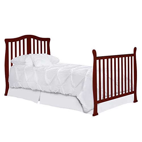 Image of Dream On Me Mini Crib Bed Rail in Cherry, Converts Mini Cribs to Twin Size Beds, Solid Wood Construction