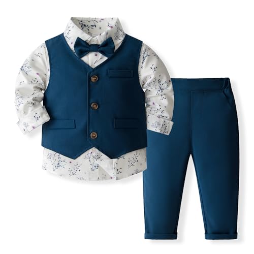 Image of Baby Boys' 4-Piece Tuxedo Set with Dress Shirt, Vest, Pants, and Tie