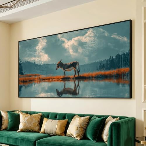 Art mural de prestige âne sauvage et paysage naturel sur toile