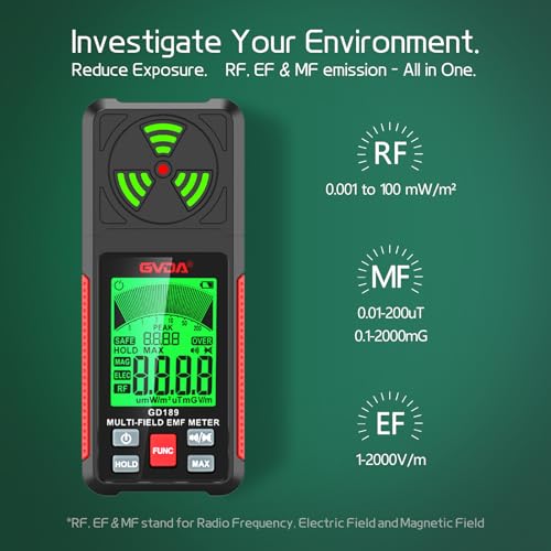 Image of ZEMIRO CHARGE EMF Meter Rechargeable Digital Electromagnetic Field Radiation Detector, 3-in-1 Handheld LCD EMF Detector for EF, RF, and MF, Ideal for Home, Office, Outdoor Use, and Ghost Hunting
