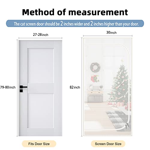 Upgraded Pet Screen Door Fits Doors Up to 32"x78",Heavy Duty Cat Proof Mesh Screen Door with Zipper Closure,Prevent Cats Running Out from Home,Bedroom,Living Room,Kitchen (Black) - Image 3