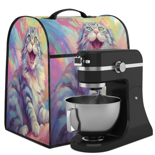 Coffee Maker Cover Watercolor Cat Colorful Kitchen Appliance Covers Small Appliance Covers Blender Cover Juicer Cover Dust Covers for Kitchen Appliances with Top Handle and Pockets,Washable,C337