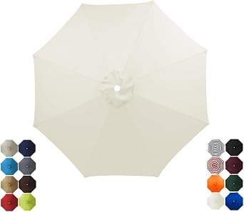Patio Umbrella Replacement Canopy, Umbrella Replacement Cloth 7.5ft/9ft/10ft Replacement Covers 6 Ribs/8 Ribs Market Patio Umbrella Canopy Cover Cloth Umbrella Replacement Polyester, Beige