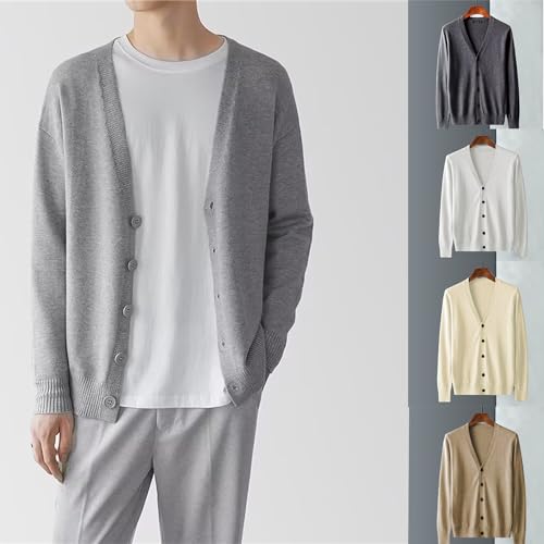 Sweaters,Men's V-Neck Cardigan Sweater Solid Color Button Down Knitted Sweaters Knitted Men Casual Sweater Cardigan4