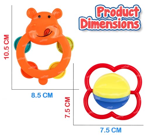 Image of Zest 4 Toyz Rattles Toys for New Born Babies Pack of 2 Colorful Attractive Plastic Non Toxic Shake & Grab Rattle Set for Kids Girls Boys (Multicolor)