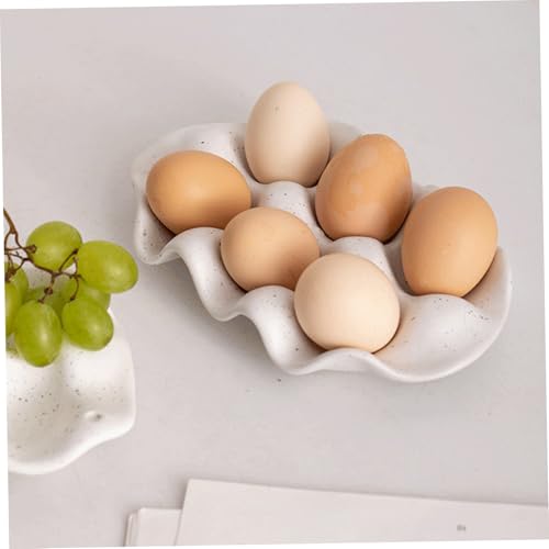 Bandeja porta huevos de cerámica para organización de cocina, despensa y encimera 6