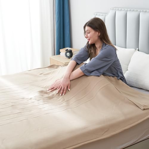 Electric Heated Blanket Full Size 72"x84", Soft Fleece with 10 Hours Auto-Off & 4 Heating Levels, Overheating Protection, Machine Washable, Light Brown