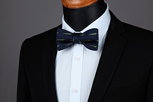 Image of HISDERN Bow Ties for Men Self Tie Animal Bowties Pocket Square Woven Silk Fun Bowtie Handkerchief Set for Wedding Party