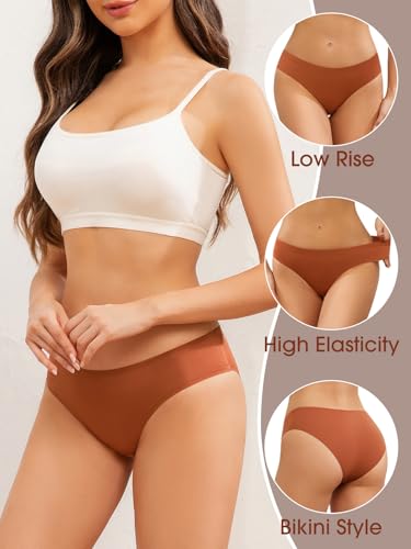Seamless Underwear for Women No Show Hipster Bikini Panties Low Rise Cheeky Breathable Soft Invisible Briefs 6 Pack2