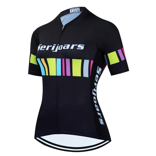 Serijoars Women's Cycling Jersey Women Short Sleeve Road Bicycle Clothing MTB Tops Summer Outdoor Sports Wear (XL, MXD011)