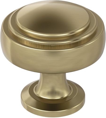 Image of Amerock 1-1 /4 inch Round Winsome Golden Champagne Cabinet Knob | Durable Zinc drawer knob and cabinet hardware, ideal for kitchen cabinets, bathroom vanities, dressers, and furniture