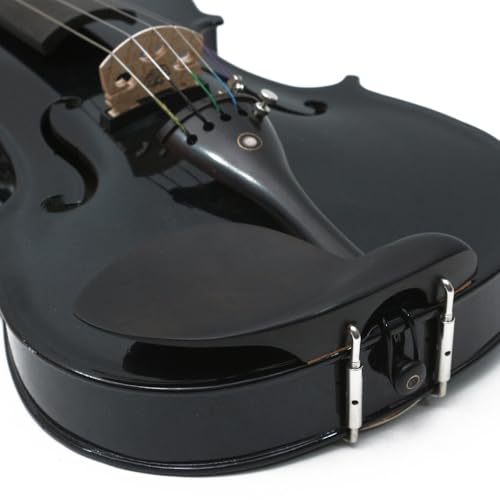 Image of Acoustic Electric Violin 4 /4 Full Size, 5 string Solid Maple Spruce with Ebony Fittings, Free Case and Bow, Beginner Kit for Adults (Black)