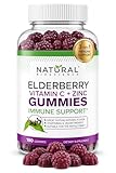 Sambucus Elderberry Gummies with Vitamin C & Zinc – Immune Support Supplement for Adults & Kids, 180 Vegan Chewable Gummies, Black Elderberry Extract, Antioxidant Boost, Gluten-Free, GMP Facility