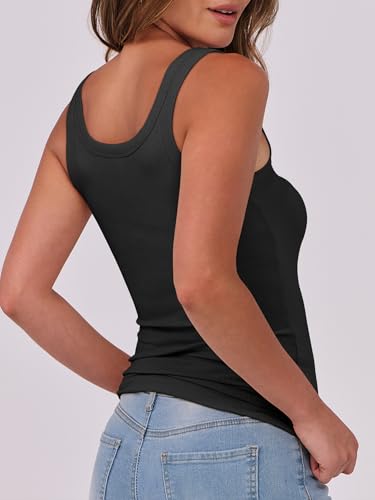 Image of ANRABESS Womens Sleeveless Scoop Neck Tank Top Ribbed Fitted Summer Basic Slim Cute Tops 2026