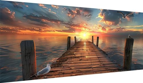 Coucher de soleil en diamond painting géant : transformez votre salon avec cette broderie 5D 100x220cm
