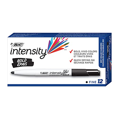 Bic Intensity Bold Dry Erase Marker, Fine Point, Black, 12 Pack #TOP1