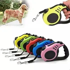 Coleira Guia Para Pet, 3 Metros, Ajustavel, Cachorro e Gato, Retrátil, Filhote, Trela, Nylon, 15Kg, Animais, Bichos de Estimaçao Cores Sortidas