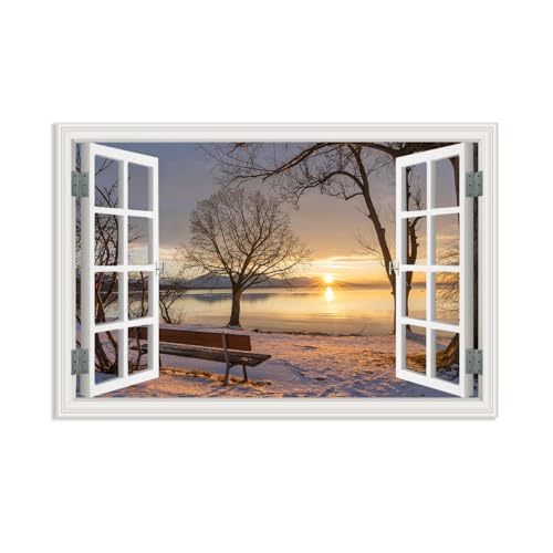 Impression sur toile Chiemsee tableau fausse fenêtre 75x50cm déco salon