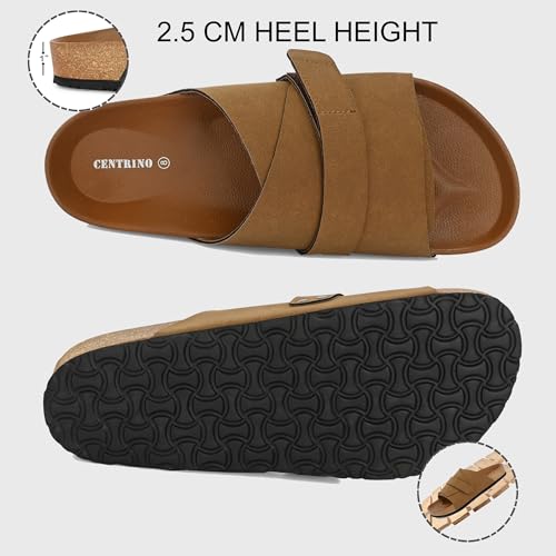 Image of Centrino Mens Cushion Sliders /Slippers| | Open Toe Design |Berkin-Style Slip-On Sandals | Lightweight & Comfortable | Arch Support | On-Grip Sole | Casual Outdoor Wear (6865)