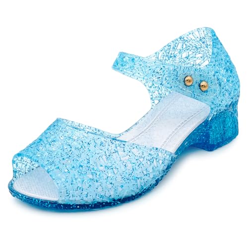 Image of techcity Princess Girls Sandals Dress Up Dance Party Cosplay Jelly Shoes for Kids Toddler Mary Janes